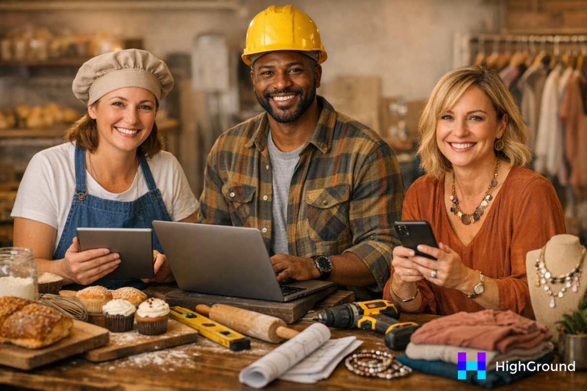 Small business owner selecting AI writing tool