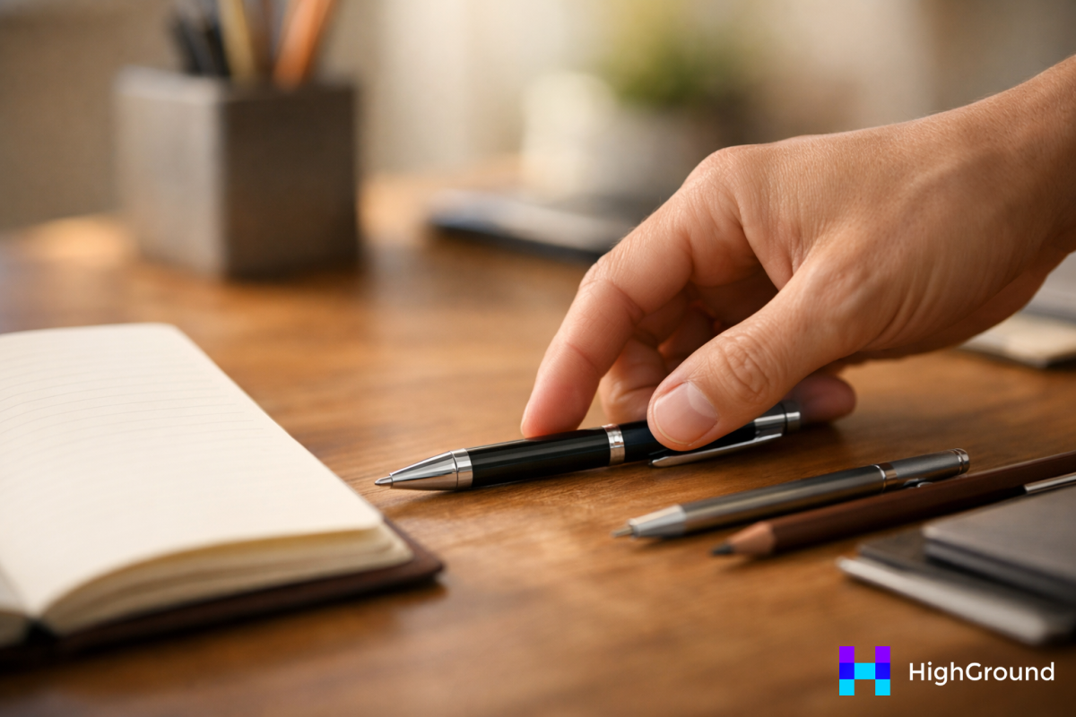 Person choosing an AI writing tool confidently