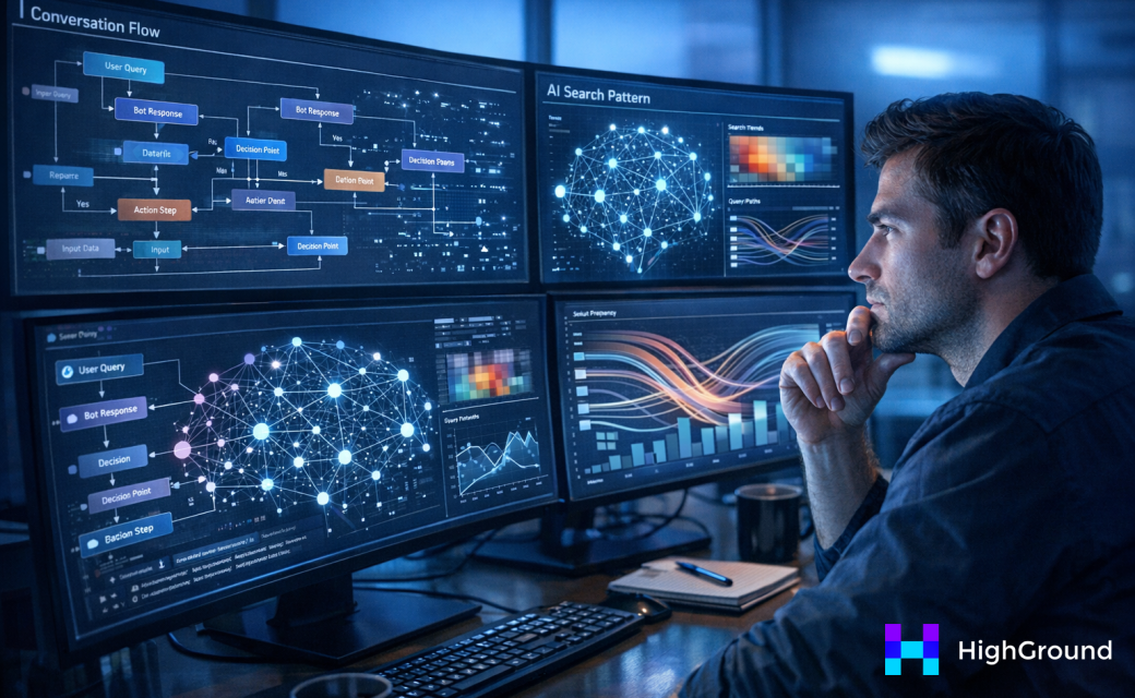 Conversation data flowing into content optimization dashboard