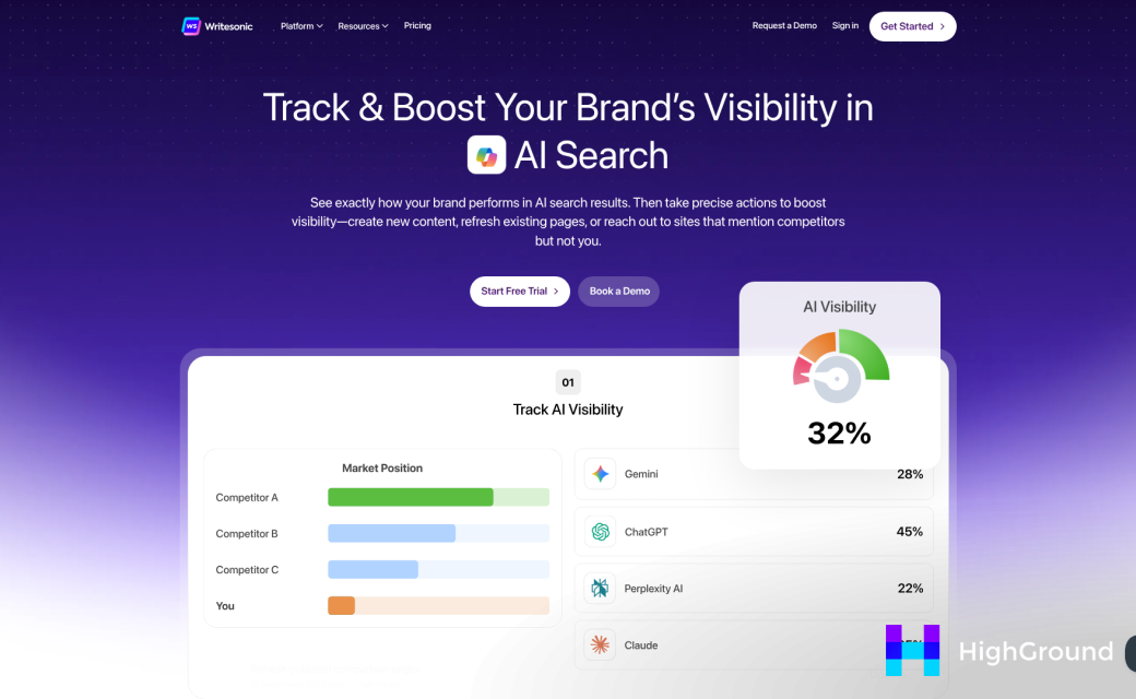 Screenshot of https://writesonic.com/?1