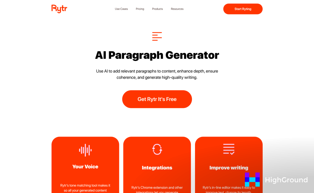 Screenshot of https://rytr.me/use-cases/paragraph-content