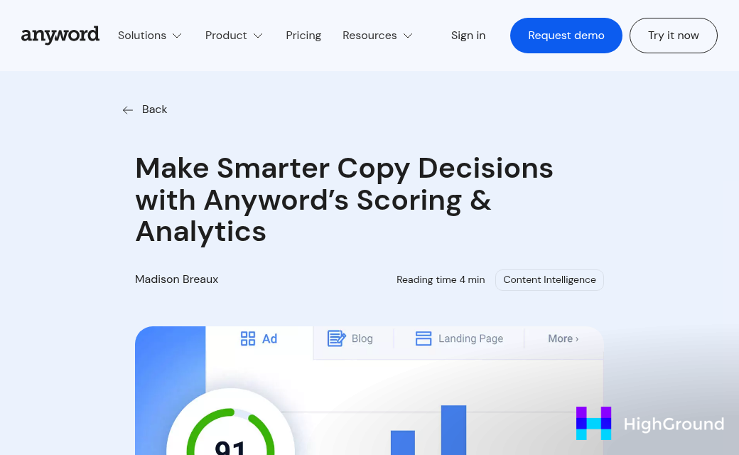Anyword AI copywriting platform dashboard interface