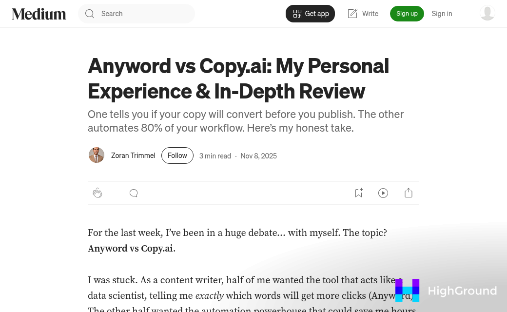 Anyword compared to rival AI writing tools