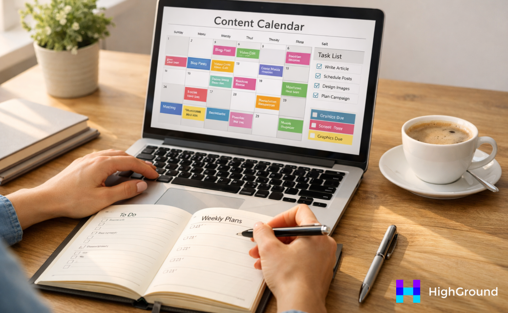 Calendar showing batch post scheduling timeline