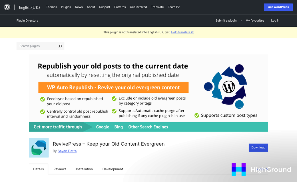 Dashboard showing content scheduling and republishing tools