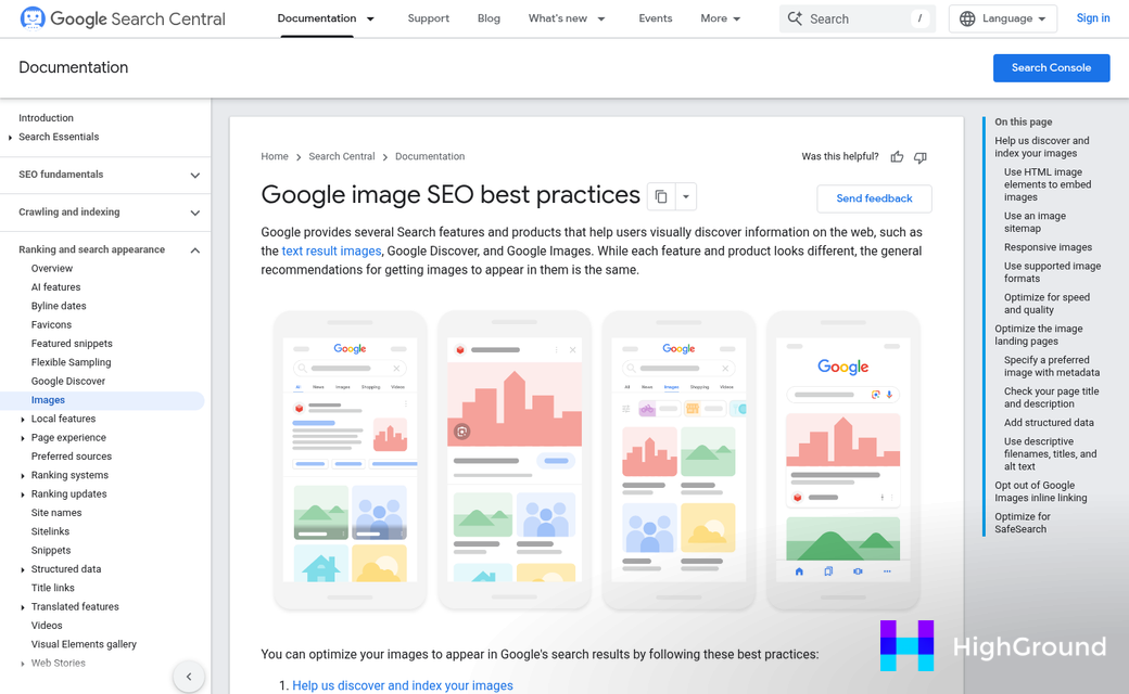 Website screenshot driving organic search traffic