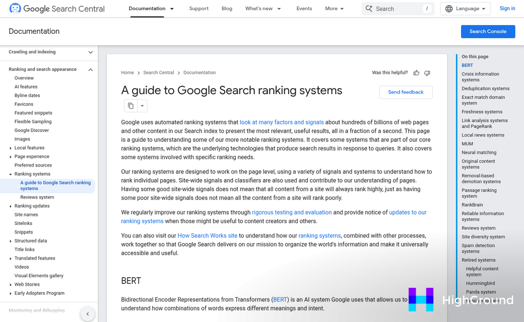 Search engine quality signals dashboard overview