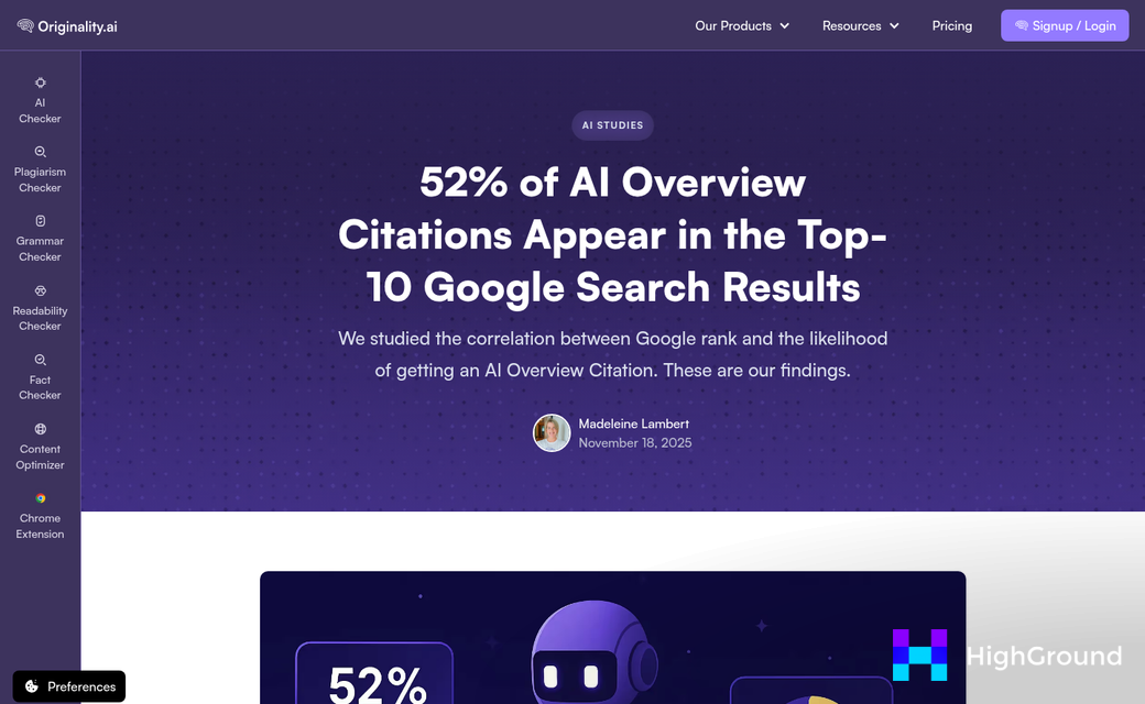Content scoring dashboard across multiple websites