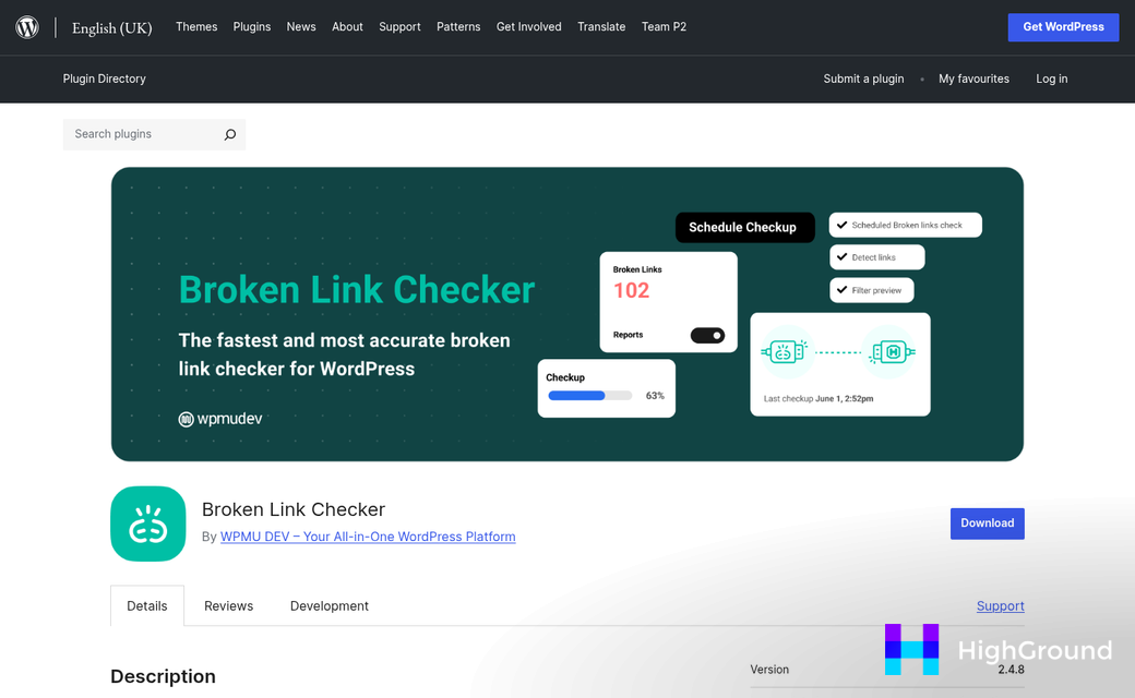 Multi-site broken link scanning dashboard interface