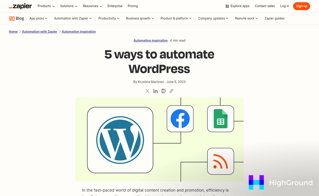 WordPress dashboard with AI content workflow tools