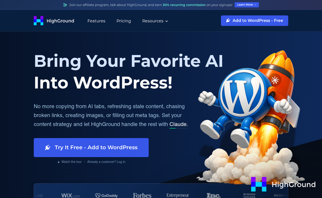Perplexity AI dashboard for WordPress research