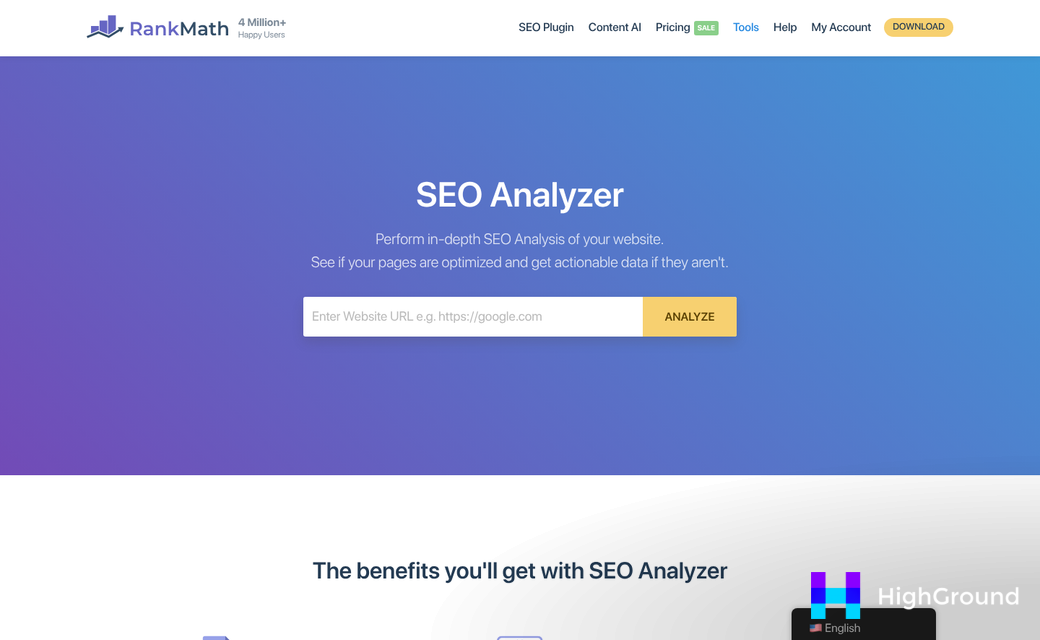 Rank Math SEO audit test results dashboard