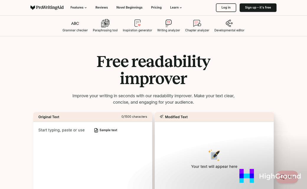AI tool analyzing text readability score