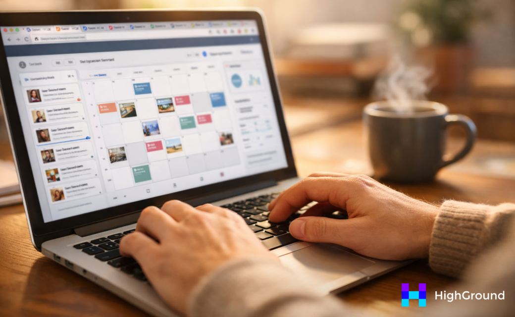 Social media post scheduling calendar interface