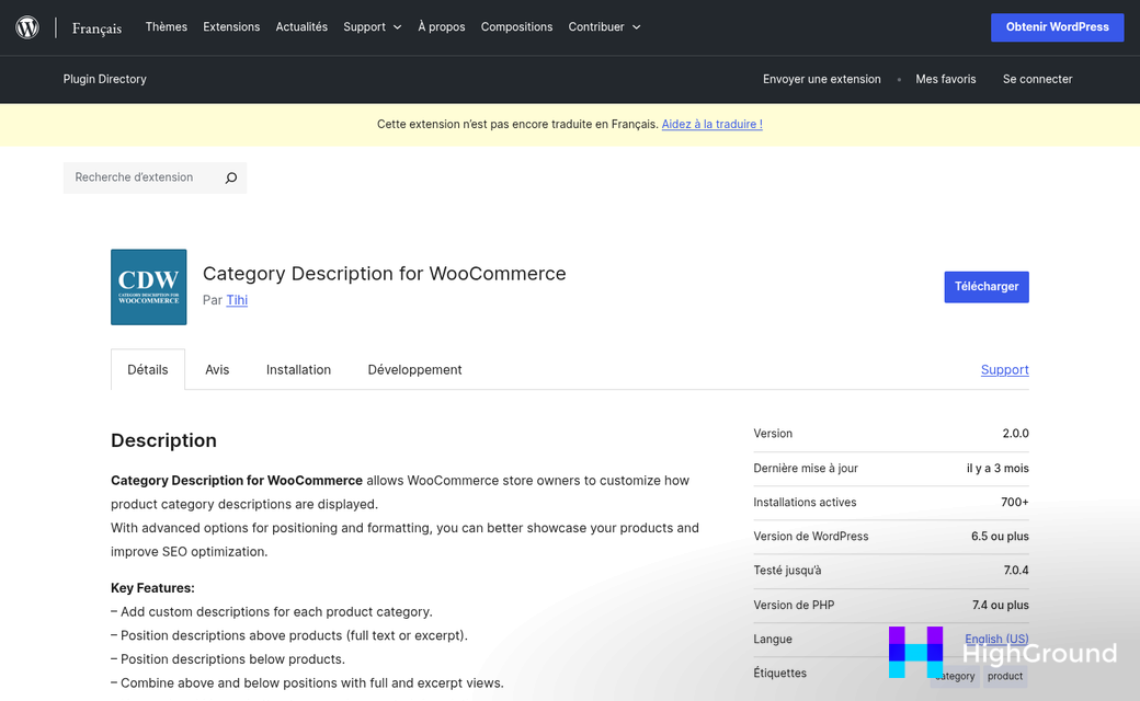 WordPress category page on a website