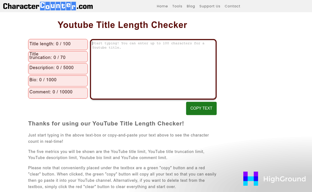 YouTube description character limit example screenshot