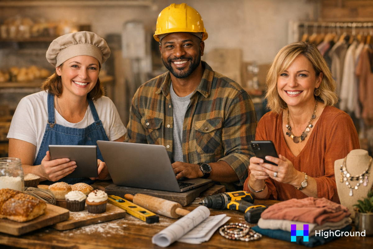 Small business owner selecting AI writing tool