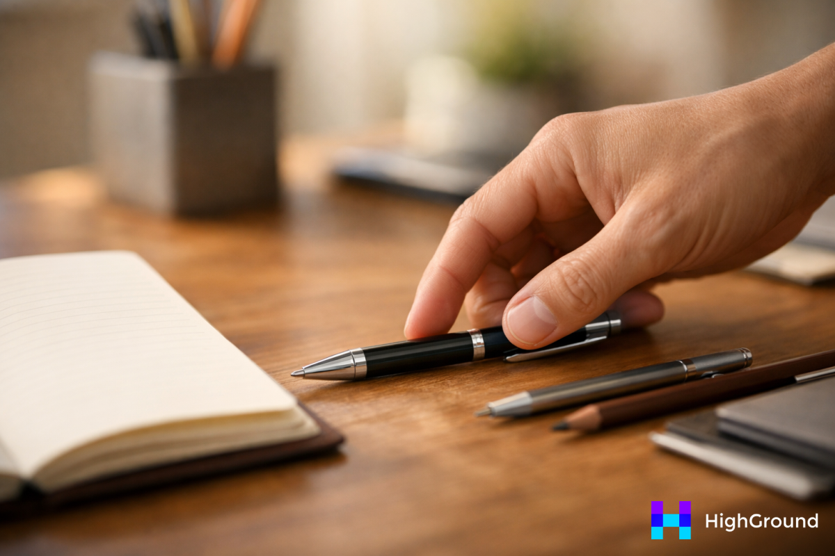 Person choosing an AI writing tool confidently