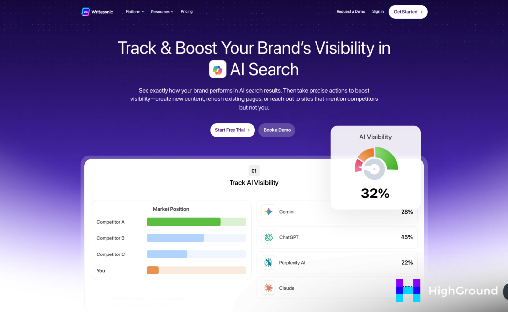Screenshot of https://writesonic.com/?1