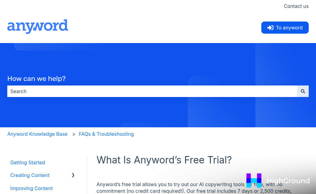 Anyword AI writing tool homepage screenshot