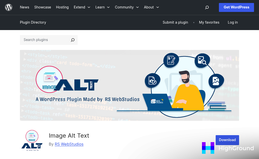 WordPress media library showing image alt text fields