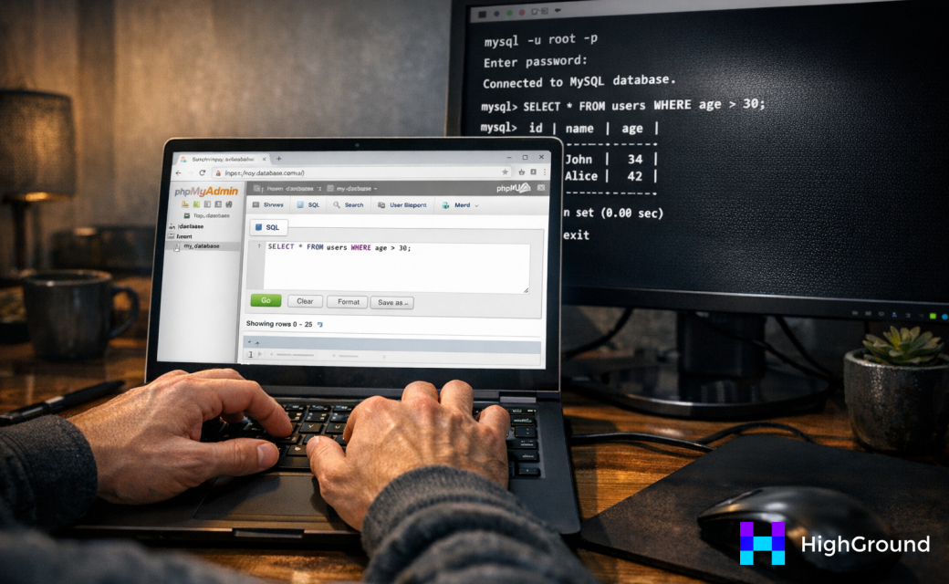 WordPress database table showing internal links